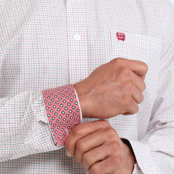 Cinch Men's Plaid White Button Down Shirt