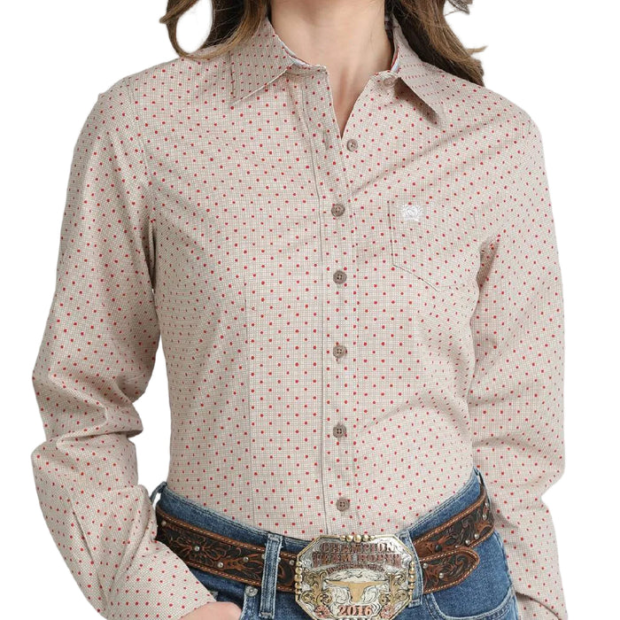 Cinch Women's Polka Dot Check Button Down Shirt WOMEN - Clothing - Tops - Long Sleeved Cinch