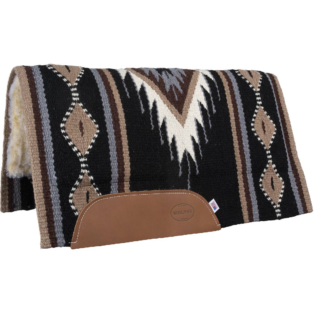 Mustang Del Rio Saddle Pad with Fleece Bottom Tack - Saddle Pads Mustang Black/Tan