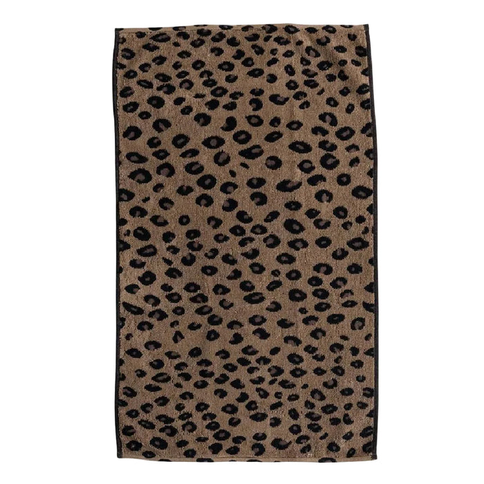 Woven Cotton Terry Leopard Print Hand Towel Black/Brown HOME & GIFTS - Bath & Body - Towels Creative Co-Op