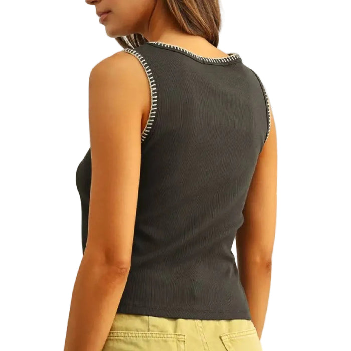 Stitch Detail Knit Charcoal Top