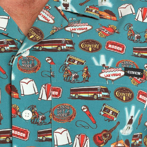 Cinch Men's Pure Country Teal Camp Shirt MEN - Clothing - Shirts - Short Sleeve Cinch