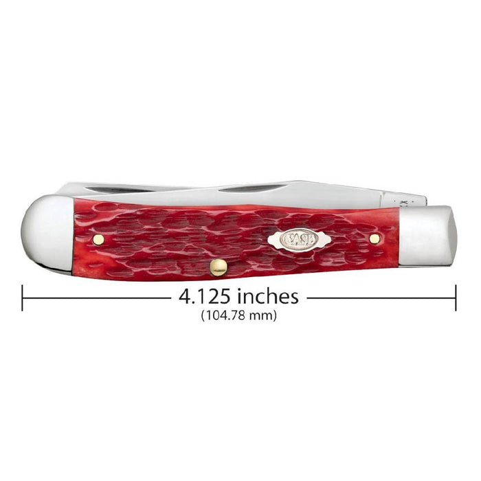 Case Dark Red Bone CS Trapper Peach Seed Jig w/Pocket Clip Knives W.R. Case