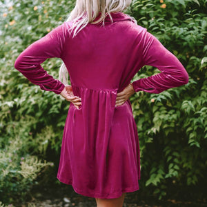 Velvet Button Up Dress - Rose - FINAL SALE WOMEN - Clothing - Dresses Sephior   