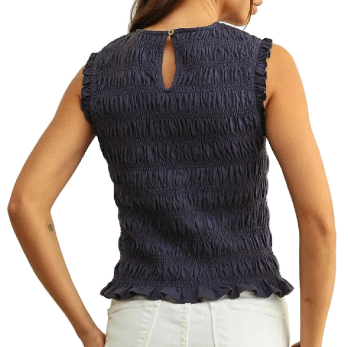 Navy Smock Top WOMEN - Clothing - Tops - Sleeveless Miou Muse