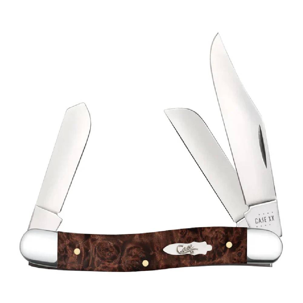 Case Smooth Brown Maple Burl Wood Stockman Knives W.R. Case   