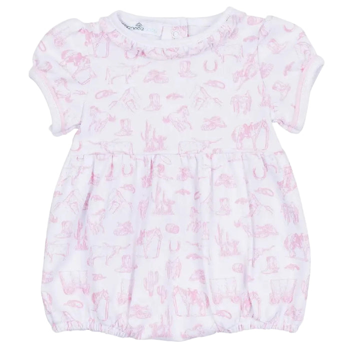 Magnolia Baby Girl's Pink Wild West Toile Bubble