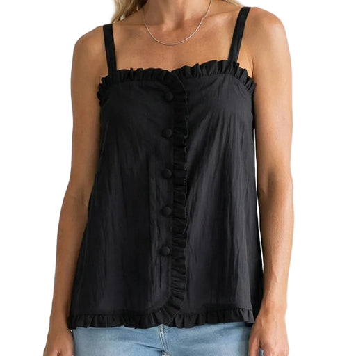 Naked Zebra Ruffle Tank Top - Black WOMEN - Clothing - Tops - Sleeveless Naked Zebra