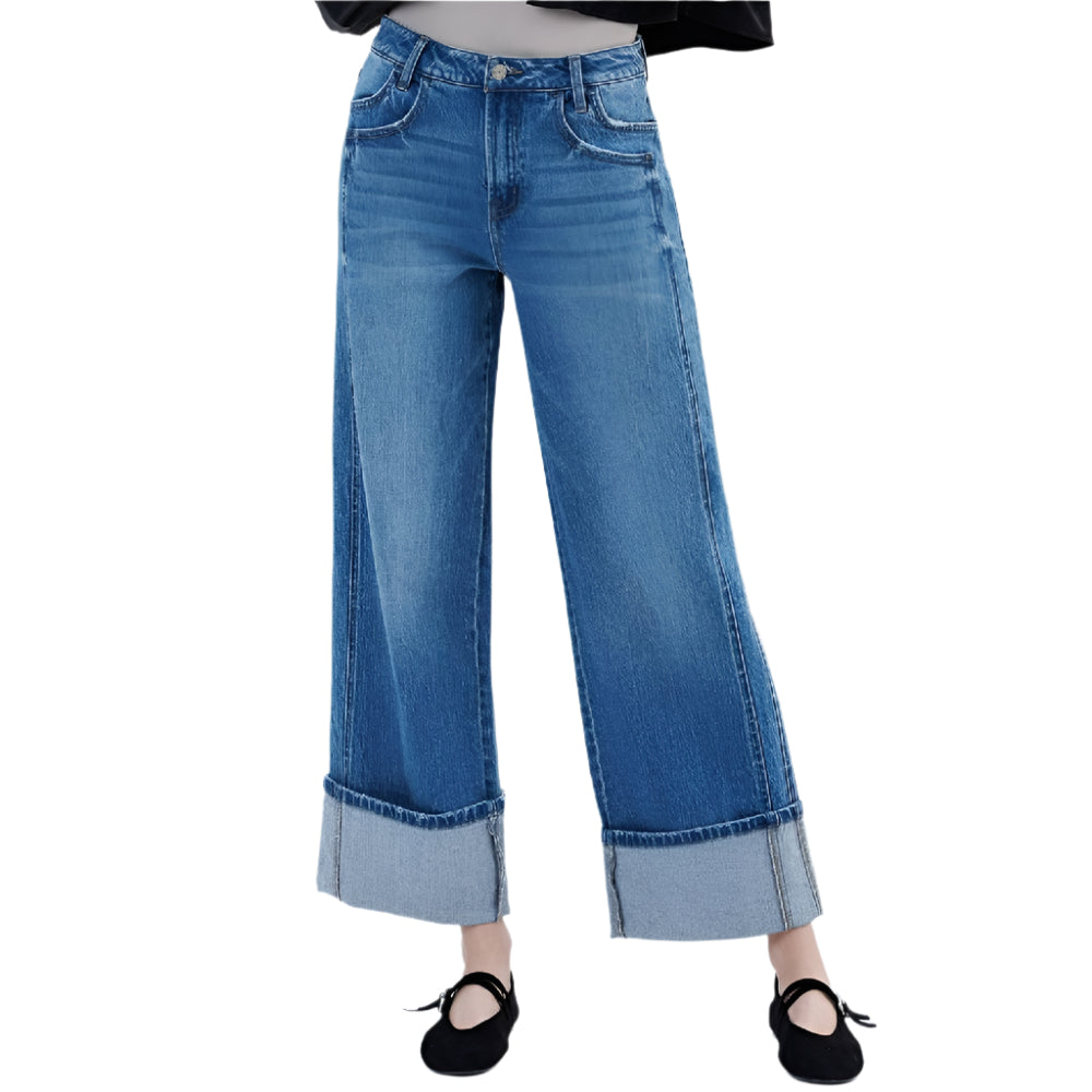 Super High Rise Cuffed Baggy Jeans