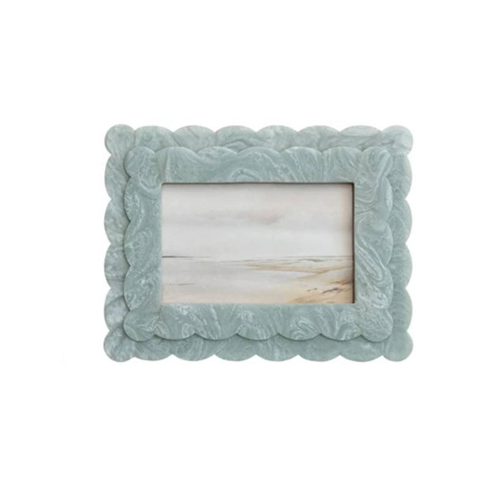 2- Layer Scalloped Resin Photo Frame - 4" x 6" Home & Gifts - Home Decor - Decorative Accents Creative Co-Op Aqua