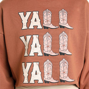 Rock & Roll Denim Women's "Y'all" Cropped Pullover WOMEN - Clothing - Pullovers & Hoodies Panhandle   