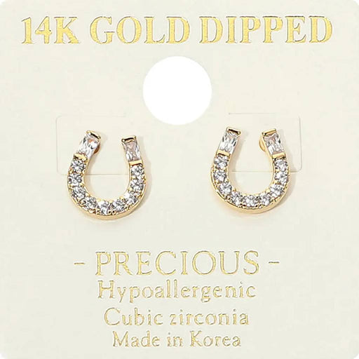 Paved Horseshoe Gold Stud Earrings WOMEN - Accessories - Jewelry - Earrings Sensibling Corp