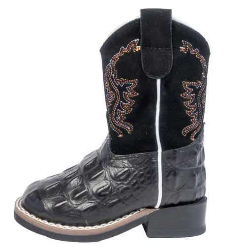 Old West Infant Black Faux Gator Square Toe Boot KIDS - Footwear - Boots Old West