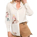 Embroidered Western Motif Linen Western Top WOMEN - Clothing - Tops - Long Sleeved Blue B