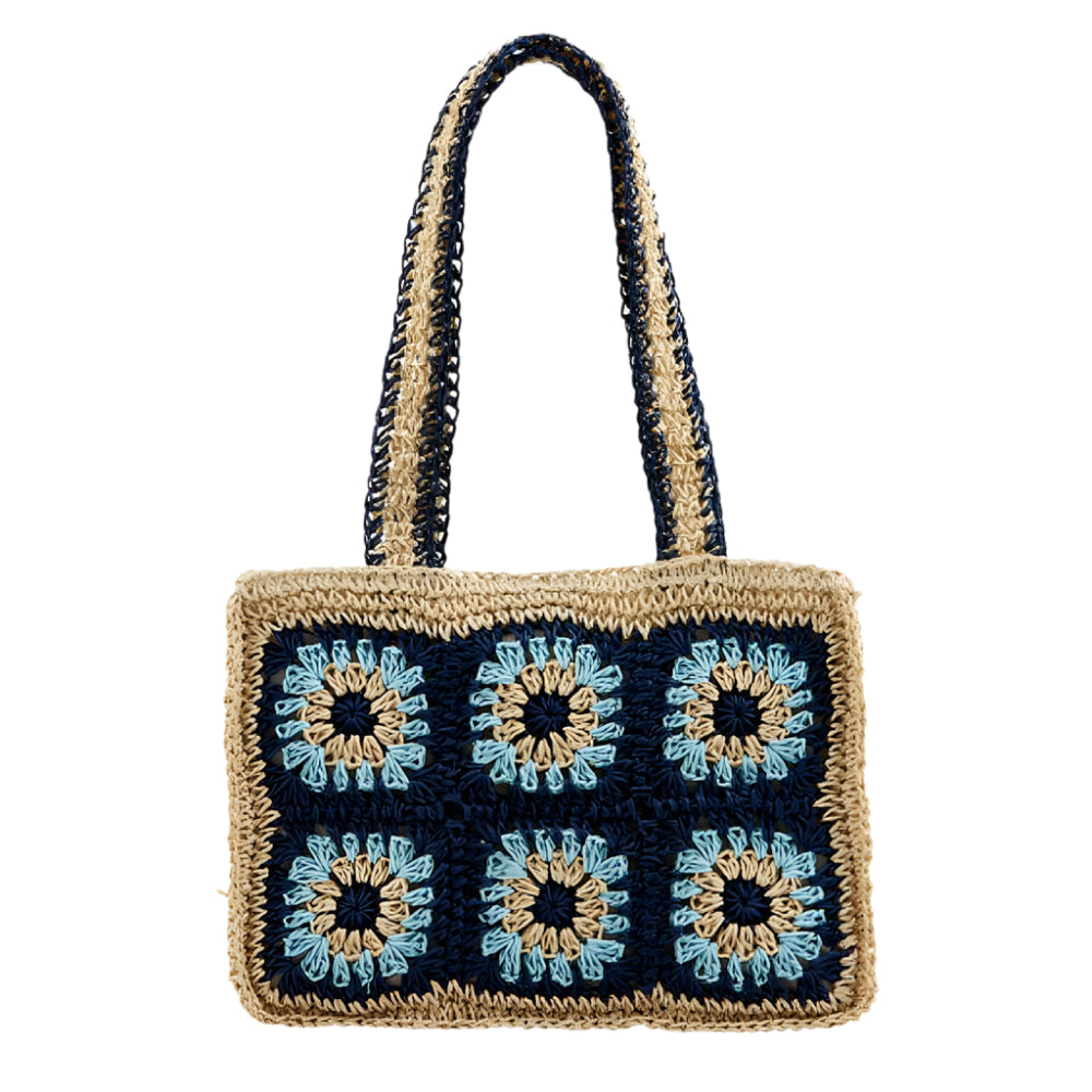 Mud Pie Blue Floral Crochet Mini Tote WOMEN - Accessories - Handbags - Tote Bags Teskeys