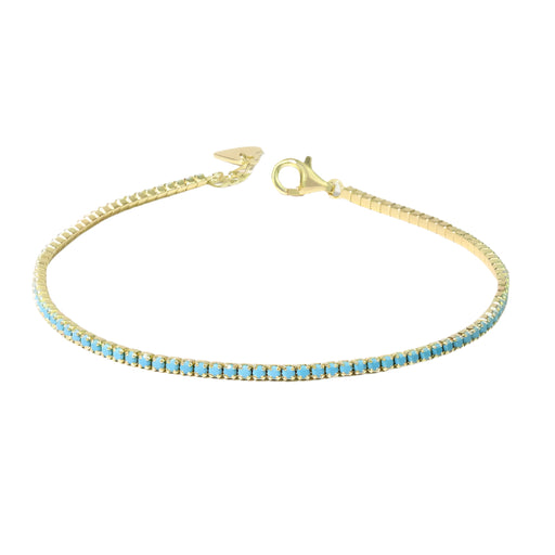 Turquoise Tennis Bracelet - 6.25" Gold WOMEN - Accessories - Jewelry - Bracelets Sami Jewels