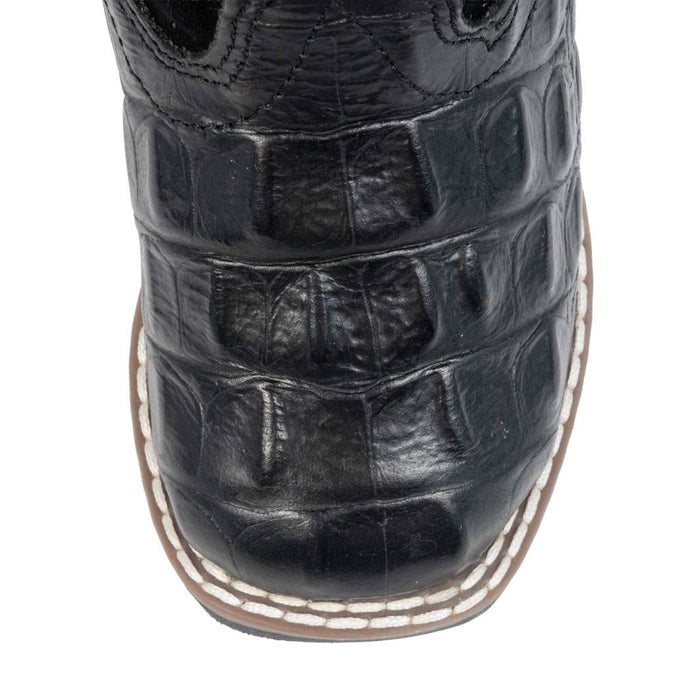 Old West Infant Black Faux Gator Square Toe Boot