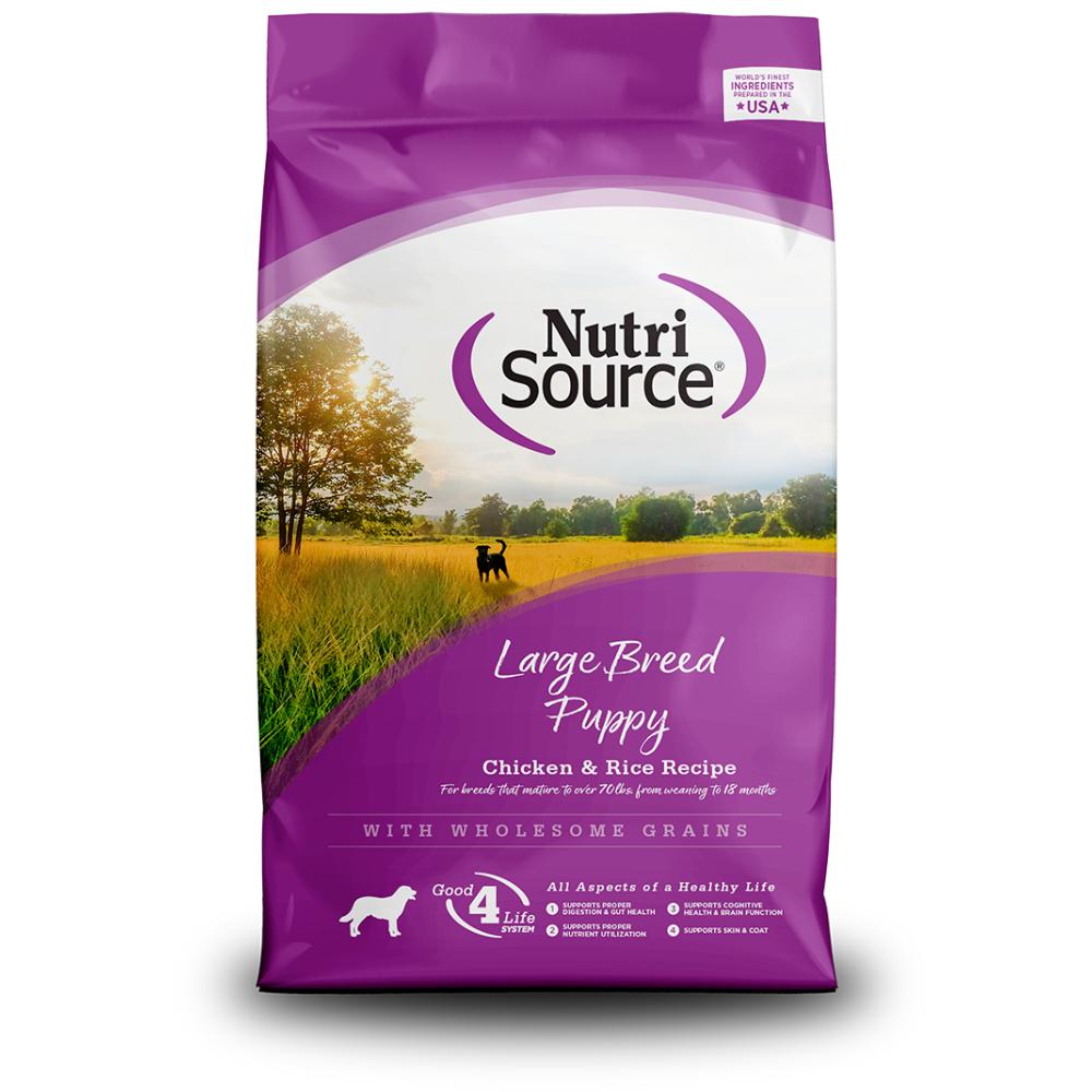 NutriSource Large Breed Grain Inclusive Puppy Recipe with Chicken & Rice Dry Dog Food Feed & Hay - Feed Nutri-Source 15 LB  