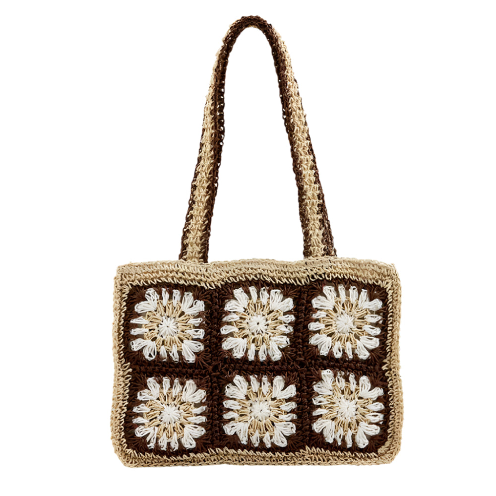 Mud Pie Neutral Floral Crochet Mini Tote WOMEN - Accessories - Handbags - Tote Bags Mud Pie