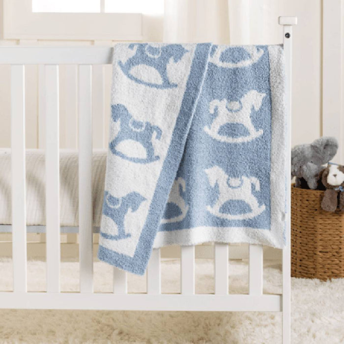 Mud Pie Horse Chenille Blue Blanket KIDS - Baby - Baby Accessories Mud Pie