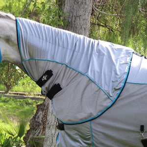 Professional's Choice Comfort Fit Fly Neck Cover FARM & RANCH - Animal Care - Equine - Fly & Insect Control - Fly Masks & Sheets Professional's Choice Pacific Blue  