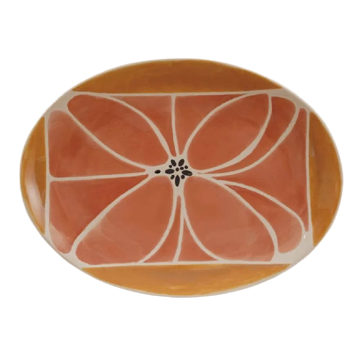 Oval Stoneware Wax Relief Platter - Orange/Multi HOME & GIFTS - Home Decor - Decorative Accents Creative Co-Op