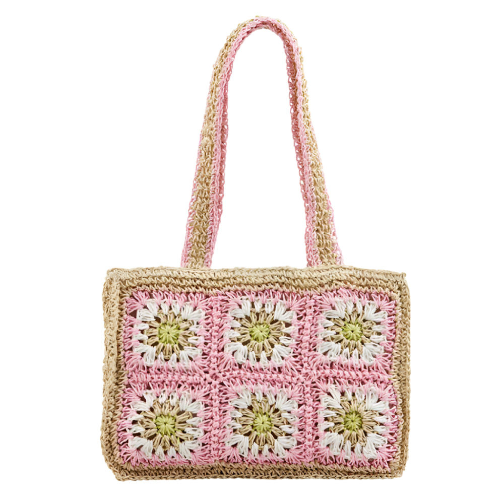 Mud Pie Pink Floral Crochet Mini Tote WOMEN - Accessories - Handbags - Tote Bags Teskeys