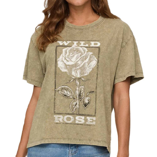 Flag & Anthem Women's Wild Rose Boyfriend Olive Tee WOMEN - Clothing - Tops - Short Sleeved Flag And Anthem