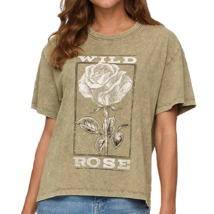 Flag & Anthem Women's Wild Rose Boyfriend Olive Tee