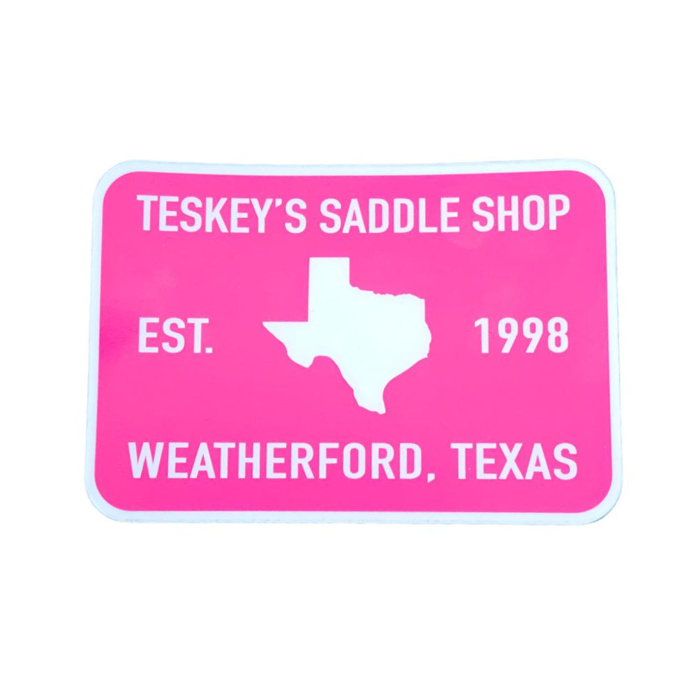 Teskey's 1998 Saddle Shop Sticker Pink/White TESKEY'S GEAR - Stickers Sticker Mule   