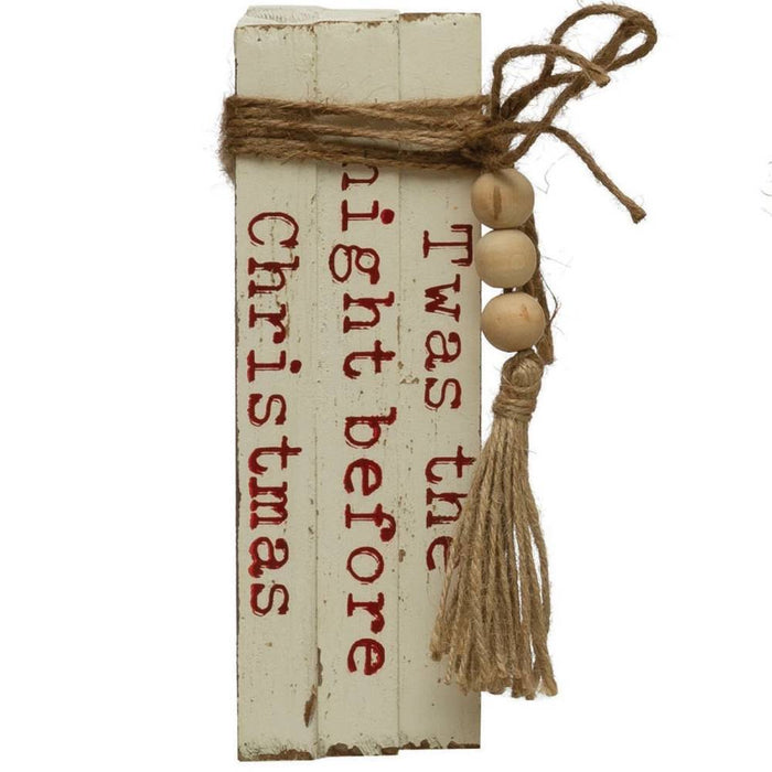 Faux Wood Block Books with Holiday Saying - FINAL SALE HOME & GIFTS - Home Decor - Seasonal Decor Creative Co-Op Twas The Night Before Christmas  