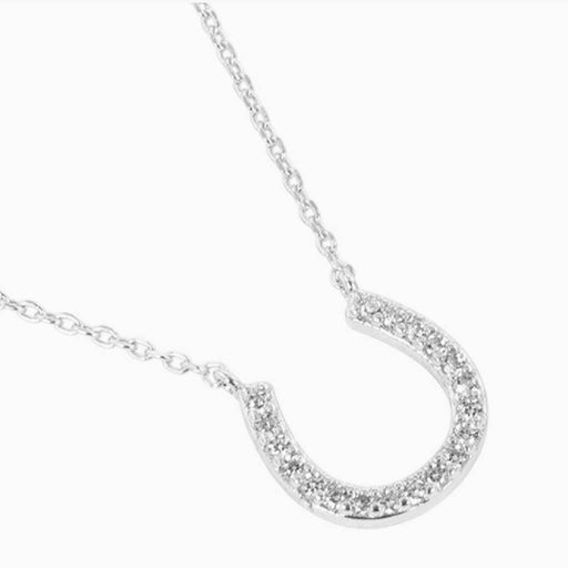 Paved Horseshoe Rhodium Pendant Necklace WOMEN - Accessories - Jewelry - Necklaces Sensibling Corp