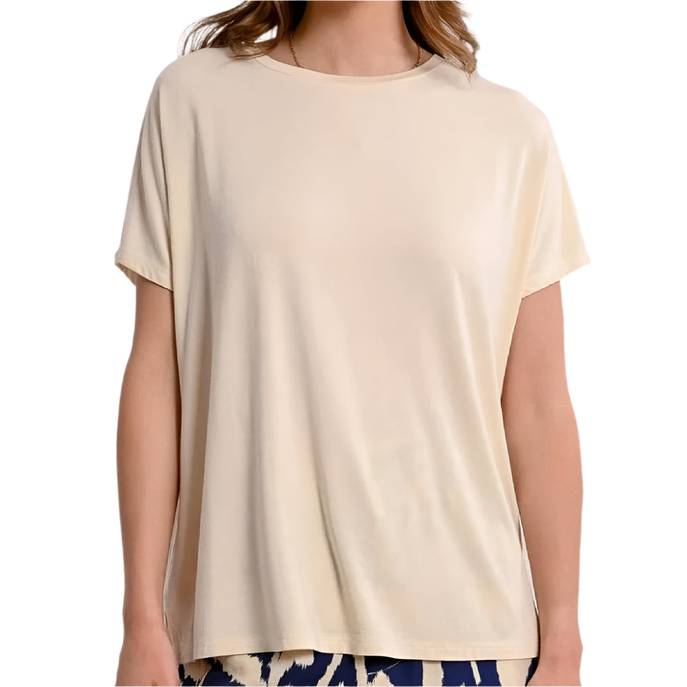 Straight Short Sleeve T-Shirt - Cream WOMEN - Clothing - Tops - Short Sleeved Molly Bracken