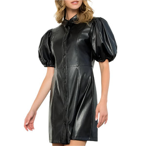 Button Up Leather Dress WOMEN - Clothing - Dresses THML Clothing