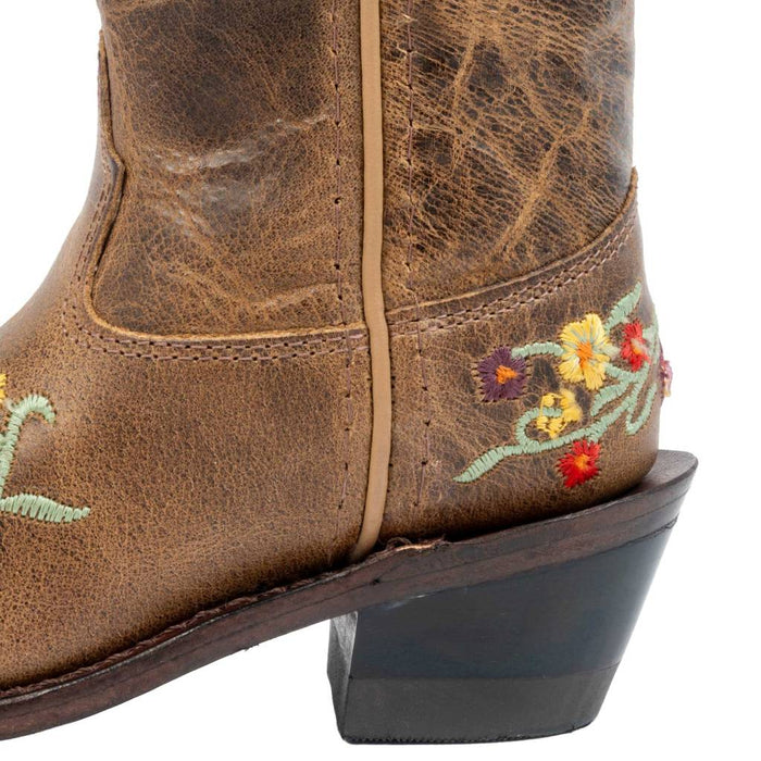 Old West Girl's Burnt Tan Floral Boot