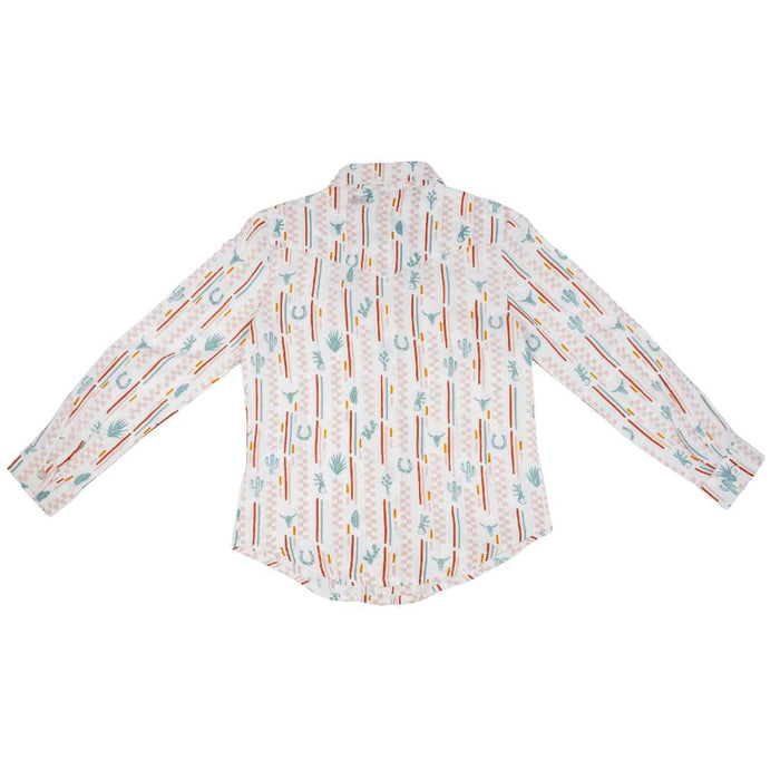 Roper Girl's Checker Western Stripe Button Down Shirt