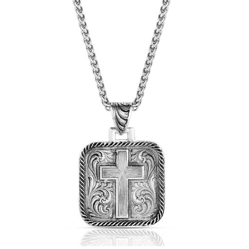 Montana Silversmiths Silver Square Ironwood Cross Necklace MEN - Accessories - Jewelry & Cuff Links Montana Silversmiths