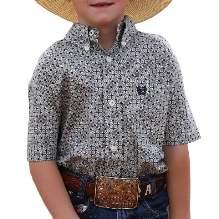 Cinch Boy's Medallion Geo Button Down Shirt KIDS - Boys - Clothing - Shirts - Short Sleeve Shirts Cinch