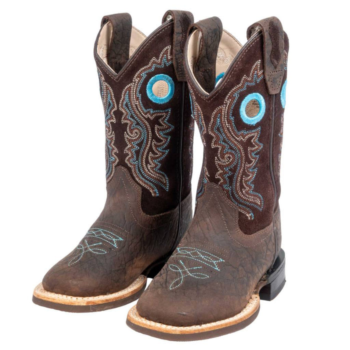 Old West Boy's Brown Bull Hide Boot