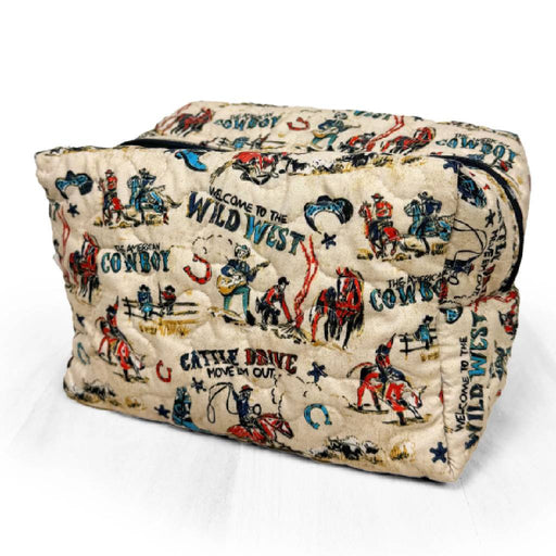 Cattle Drive Linen Large Makeup Bag ACCESSORIES - Luggage & Travel - Cosmetic Bags Ida Mae Home