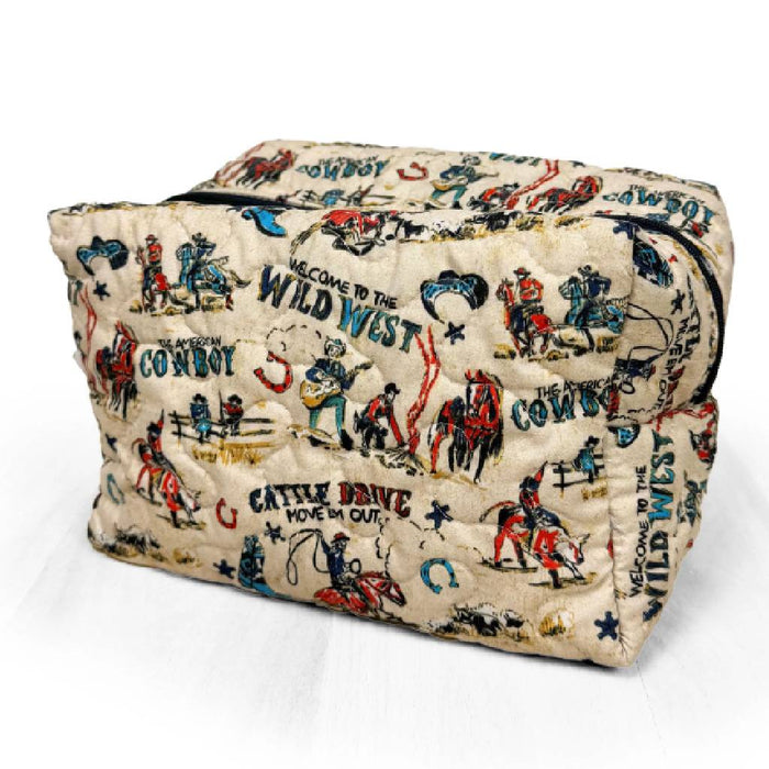 Cattle Drive Linen Large Makeup Bag ACCESSORIES - Luggage & Travel - Cosmetic Bags Ida Mae Home