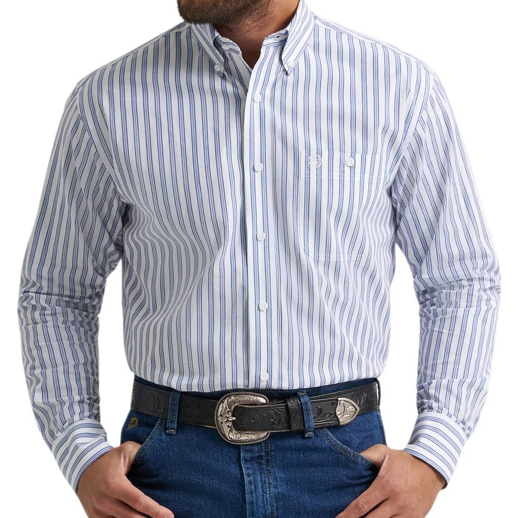 Wrangler Men's George Strait Stripe Button Down Shirt — Teskeys
