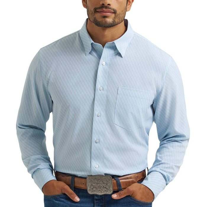 Wrangler Men's Cojo Performance Aqua Hexagon Button Down Shirt