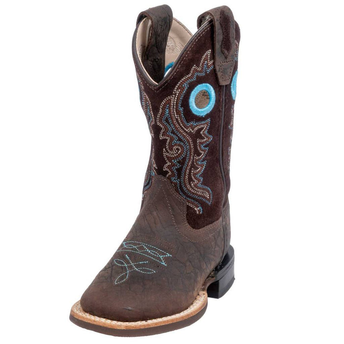 Old West Boy's Brown Bull Hide Boot
