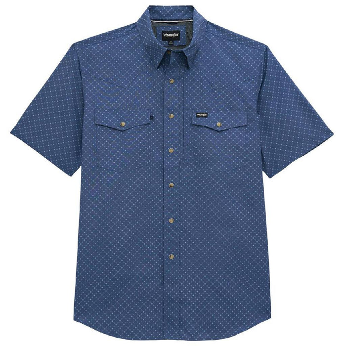 Wrangler Men's Western Performance Lattice Indigo Snap Shirt