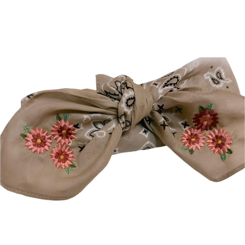 Embroidered Flower Cluster Bandana Wild Rag ACCESSORIES - Additional Accessories - Wild Rags & Scarves Little Lamb Designs   