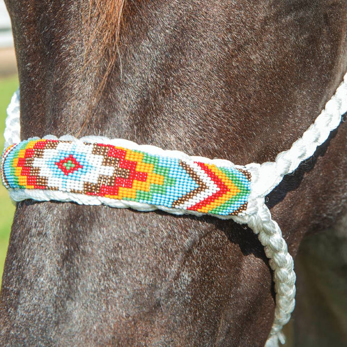 Professional's Choice Cowboy Braided Halter with Lead Tack - Halters & Leads Professional's Choice White/Red