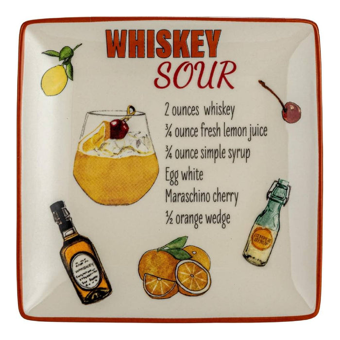 Stoneware Recipe Plate - Whiskey Sour
