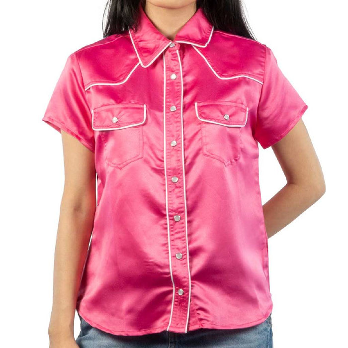 Roper Women's Western Poly Crepe Magenta Pearl Snap Shirt