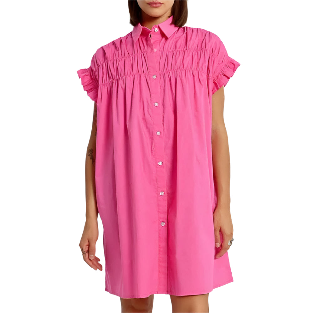 Gathered Shirt Dress - Pink WOMEN - Clothing - Dresses Molly Bracken